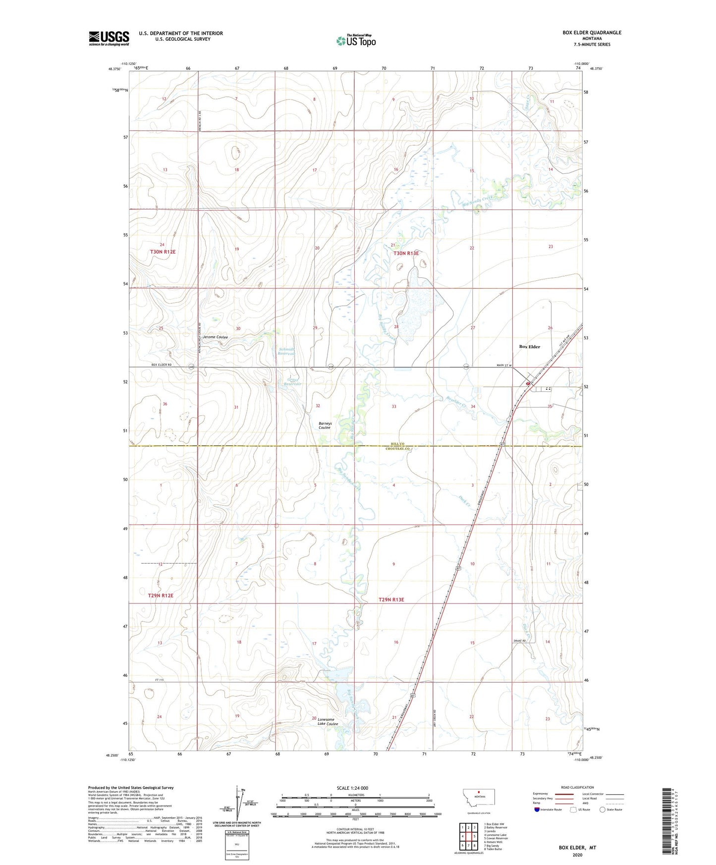 Box Elder Montana US Topo Map Image