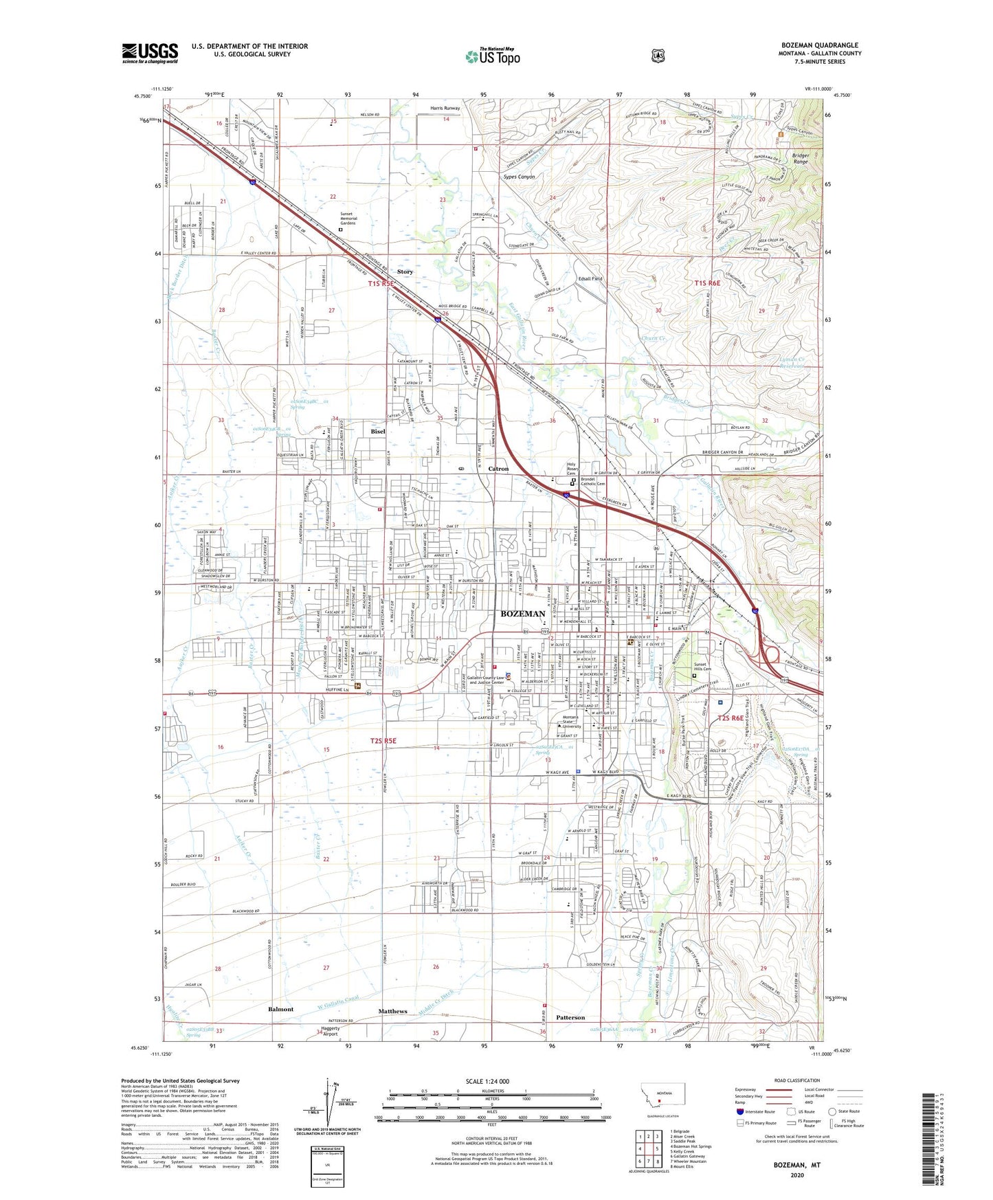 Bozeman Montana US Topo Map Image