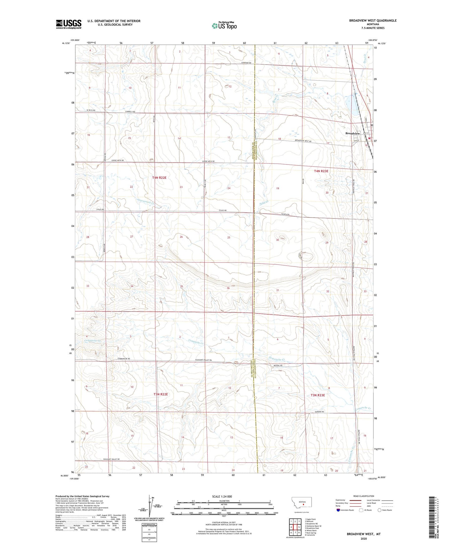 Broadview West Montana US Topo Map Image