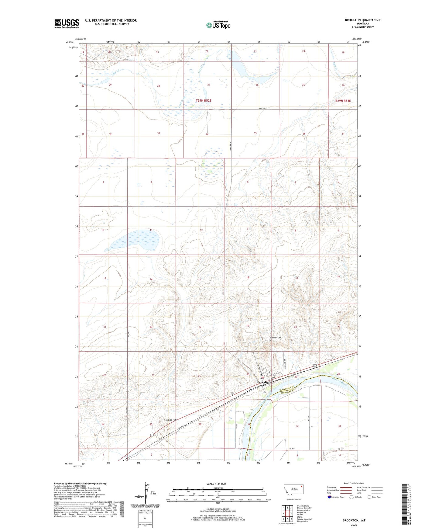 Brockton Montana US Topo Map Image