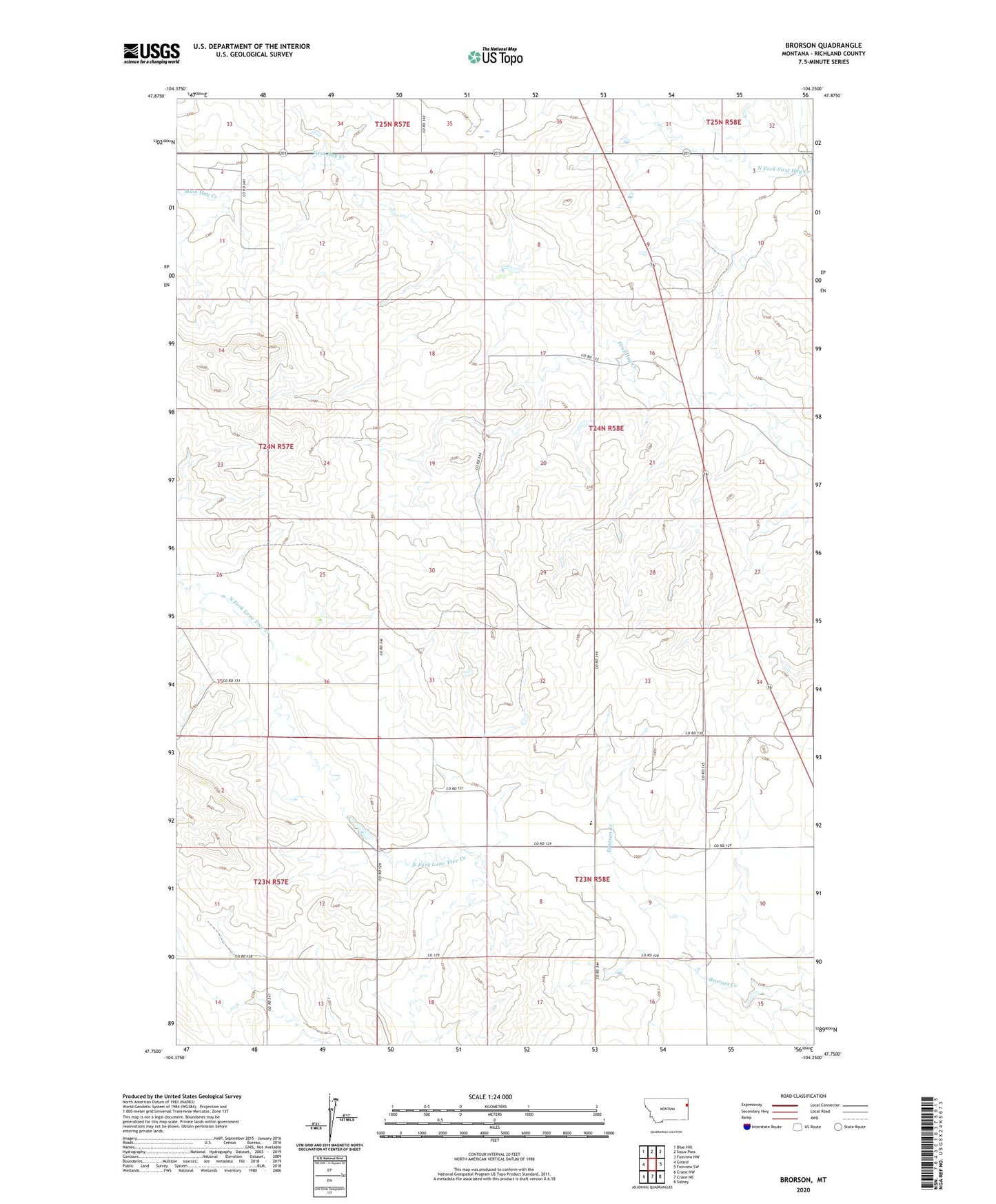 Brorson Montana US Topo Map Image