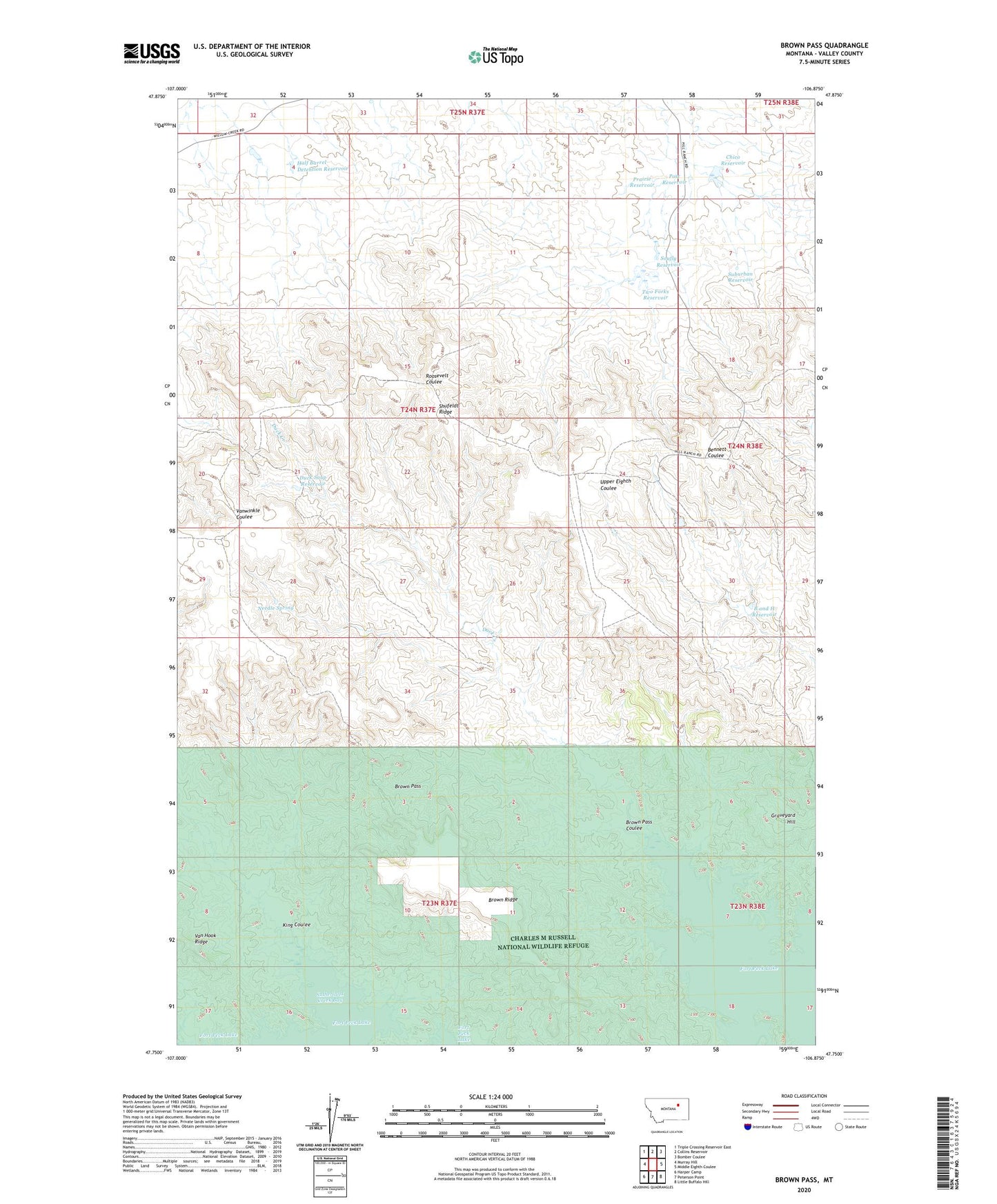 Brown Pass Montana US Topo Map Image