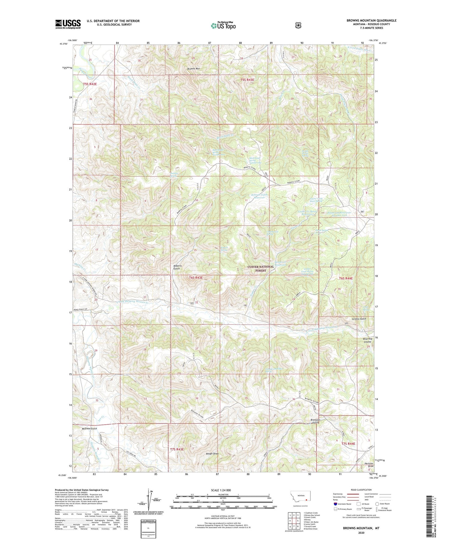 Browns Mountain Montana US Topo Map Image