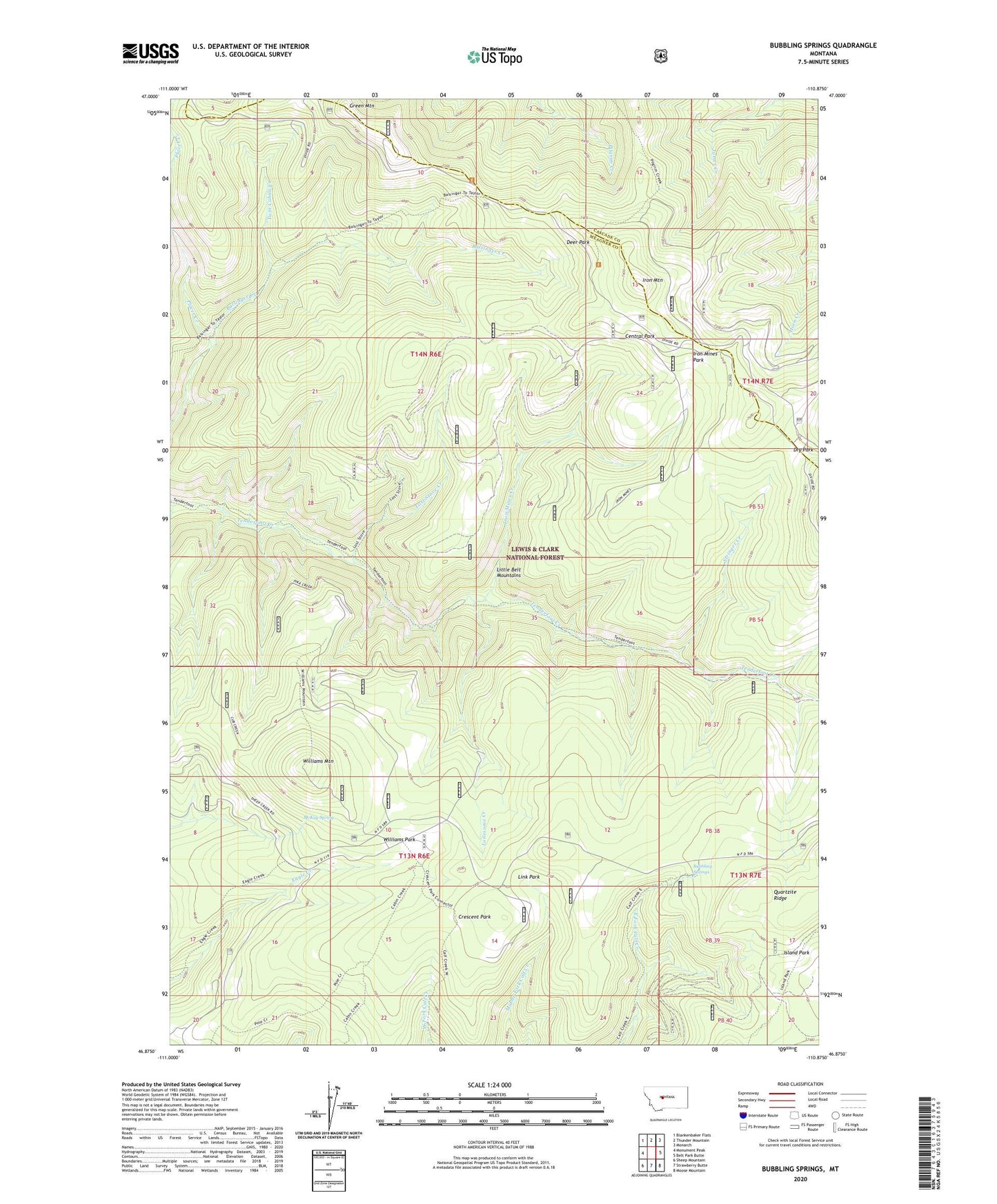 Bubbling Springs Montana US Topo Map Image