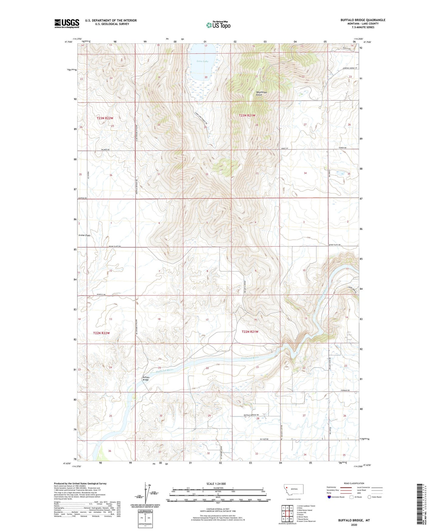 Buffalo Bridge Montana US Topo Map Image