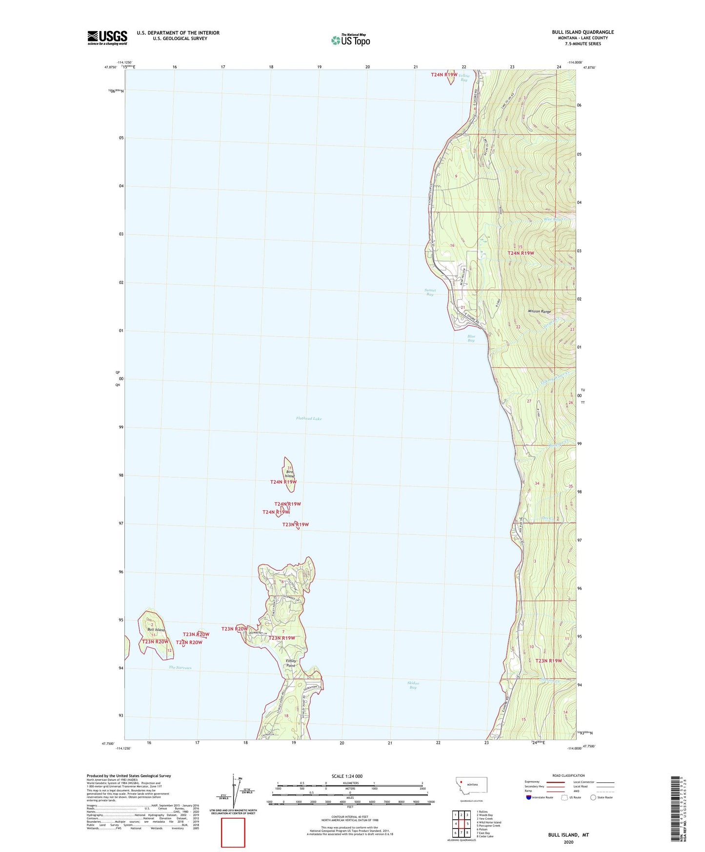 Bull Island Montana US Topo Map Image