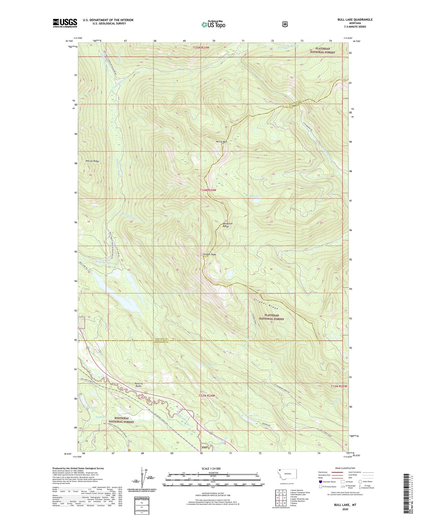 Bull Lake Montana US Topo Map Image