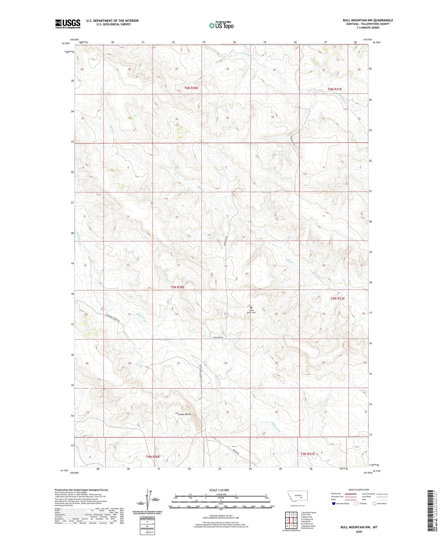 Bull Mountain NW Montana US Topo Map Image
