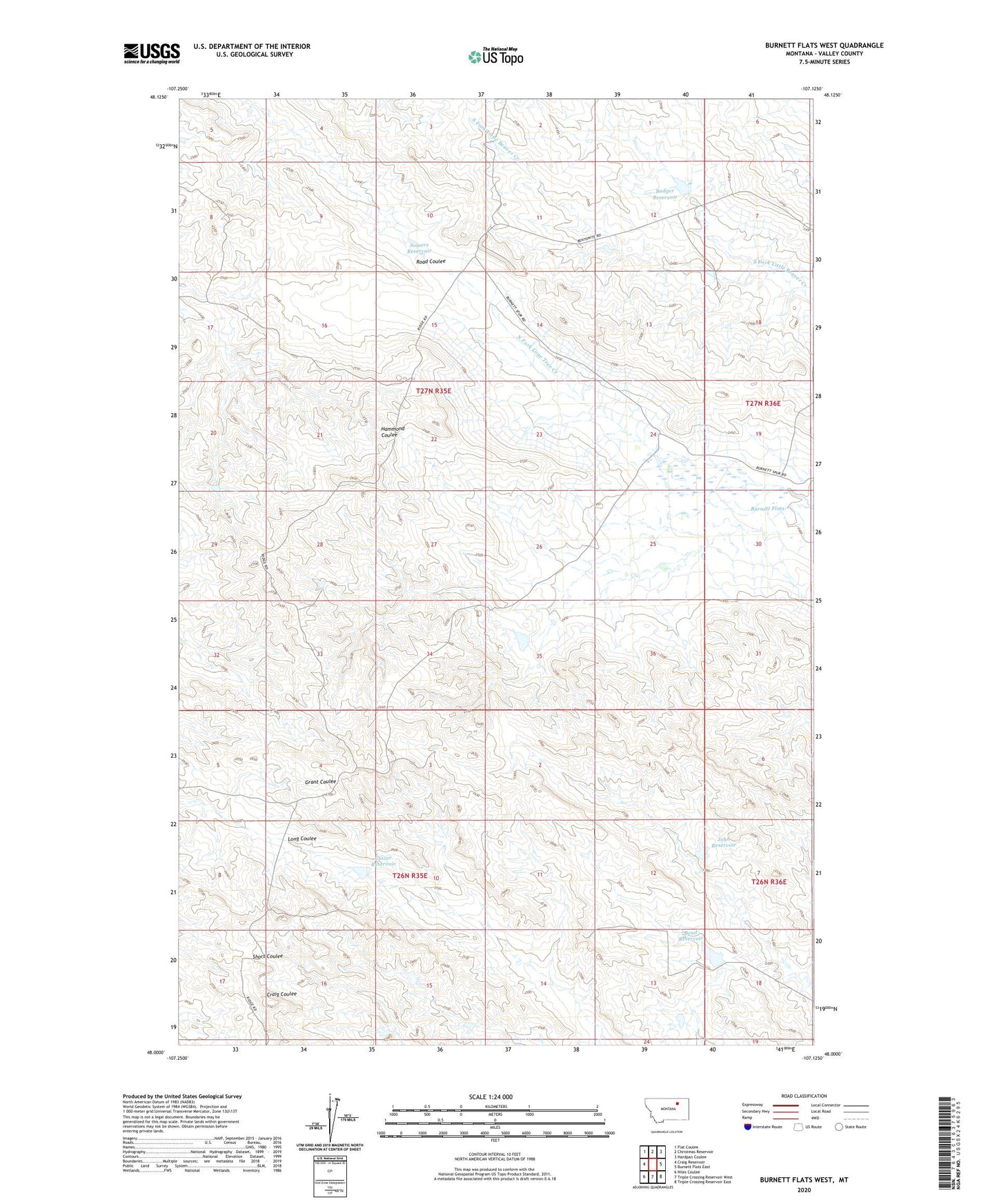 Burnett Flats West Montana US Topo Map Image