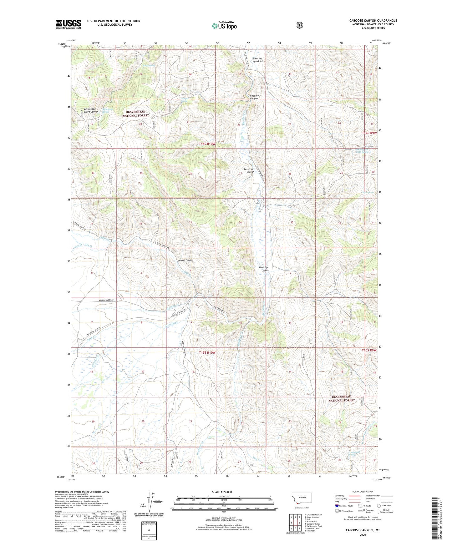 Caboose Canyon Montana US Topo Map Image