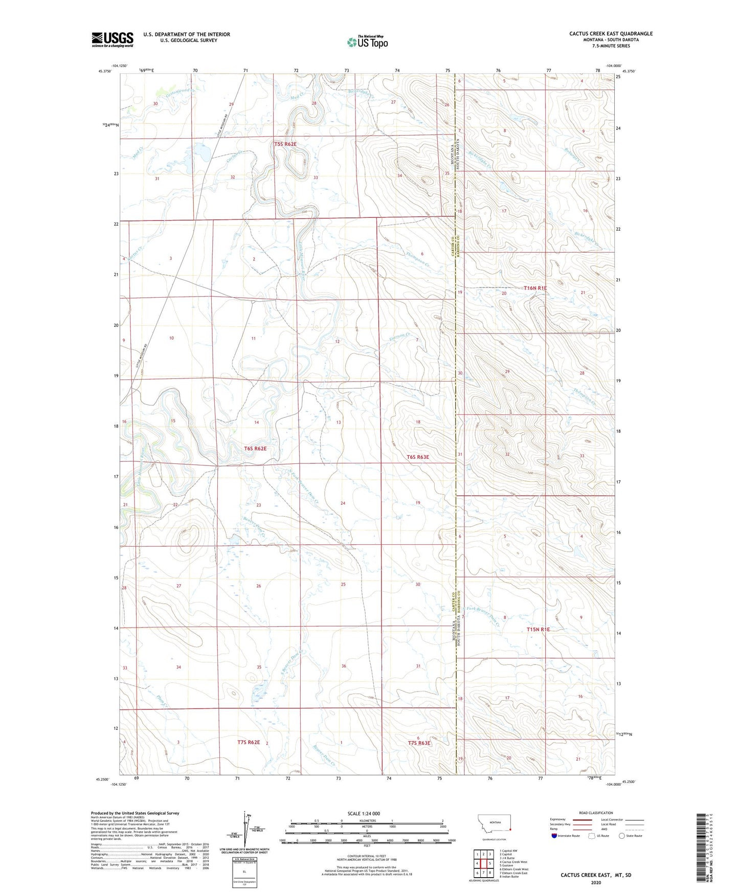 Cactus Creek East Montana US Topo Map Image