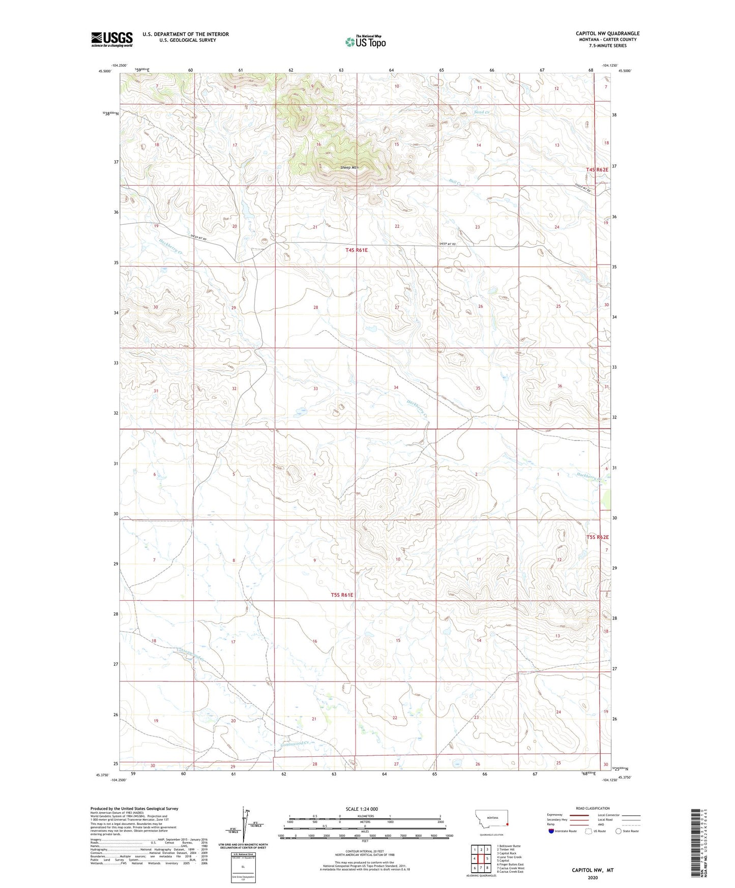 Capitol NW Montana US Topo Map Image