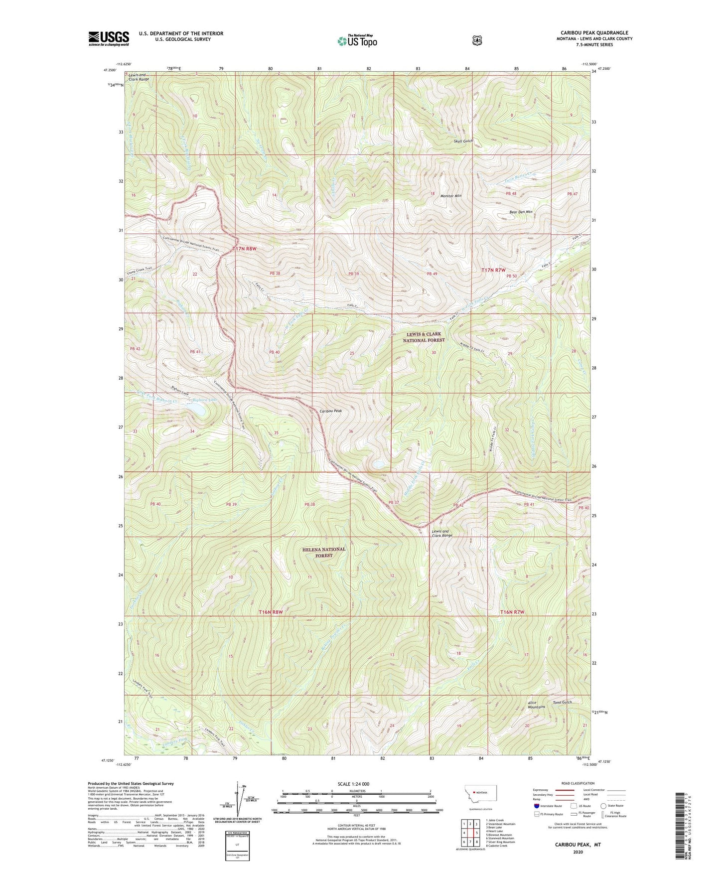 Caribou Peak Montana US Topo Map Image