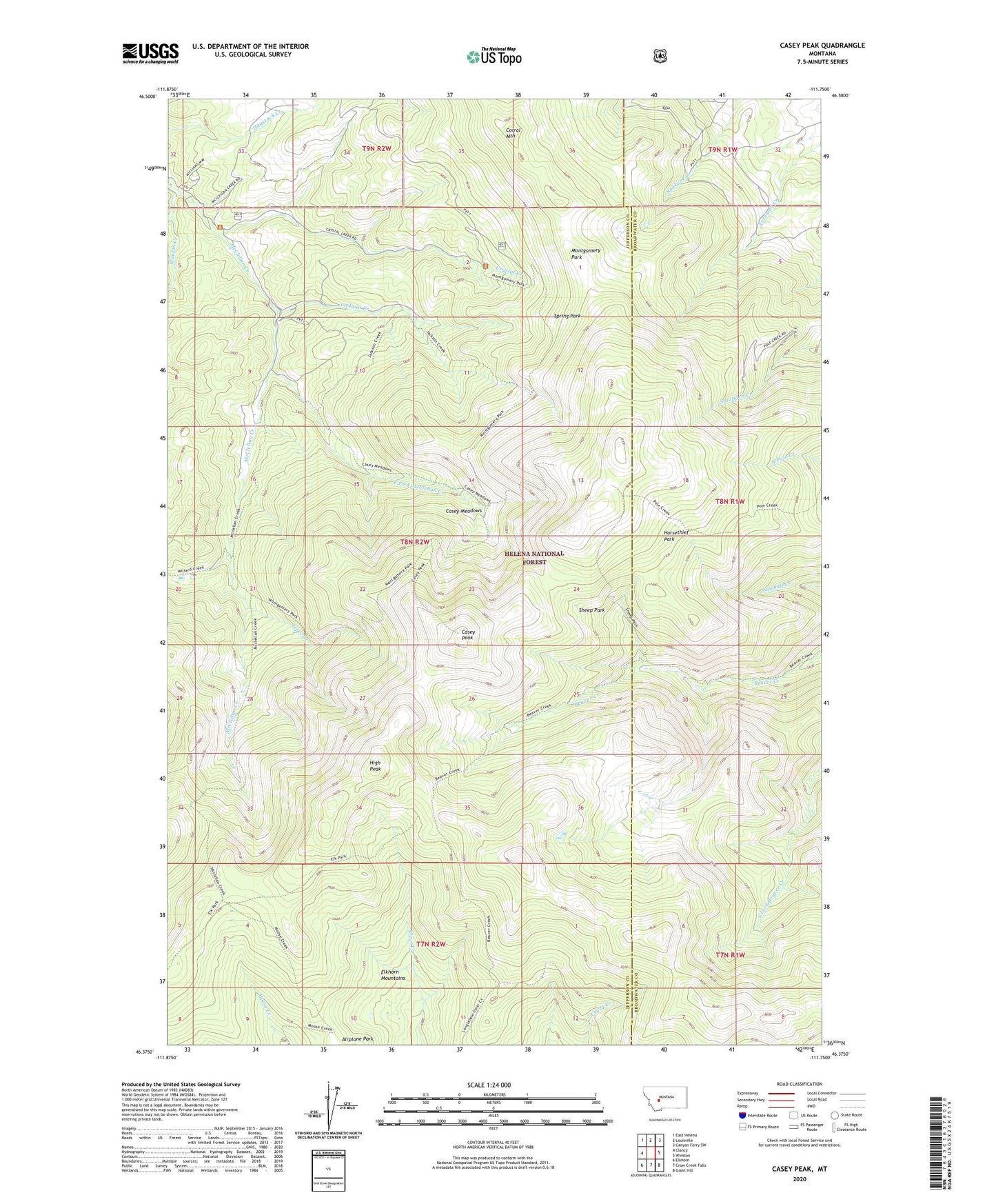 Casey Peak Montana US Topo Map Image