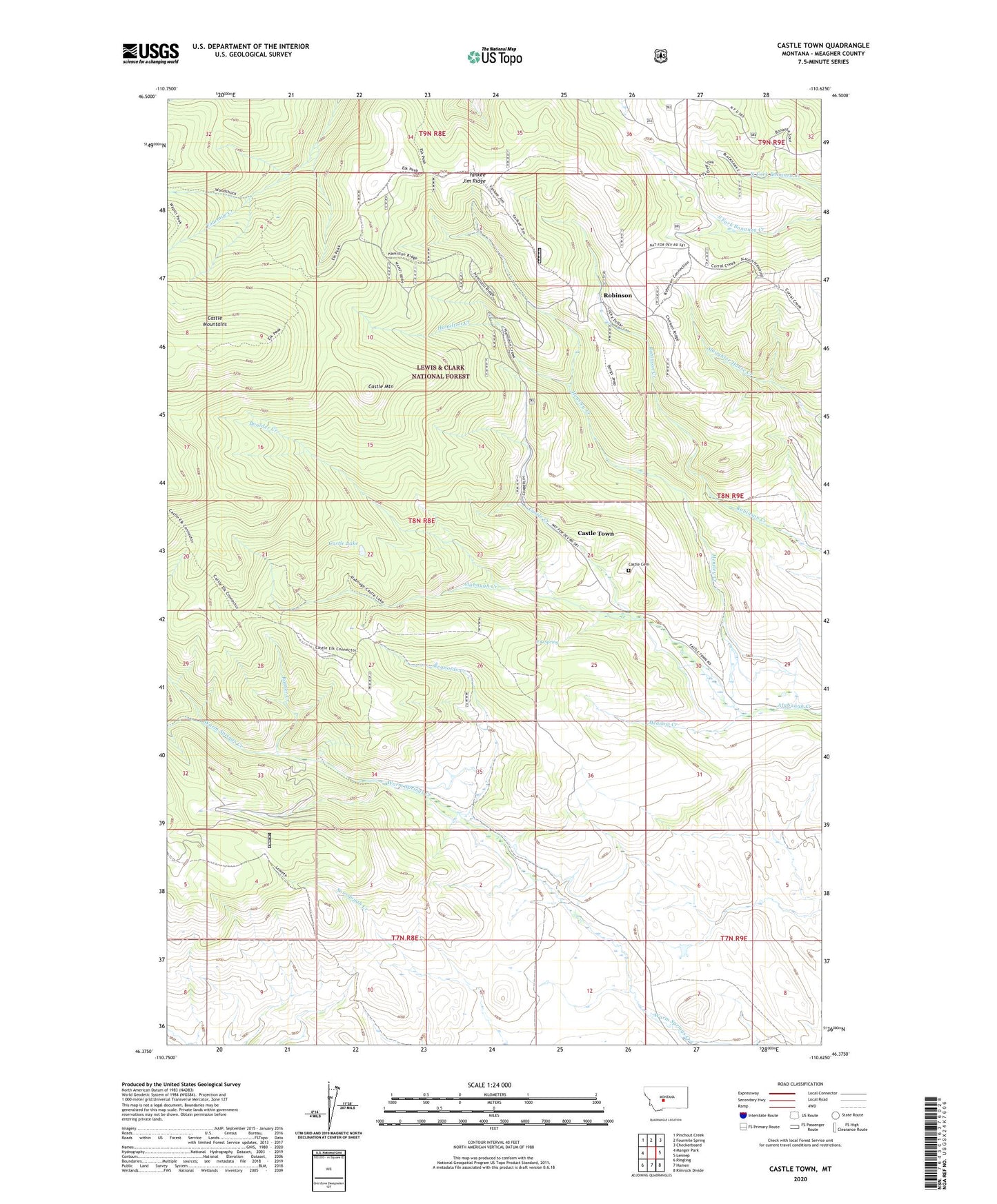 Castle Town Montana US Topo Map Image