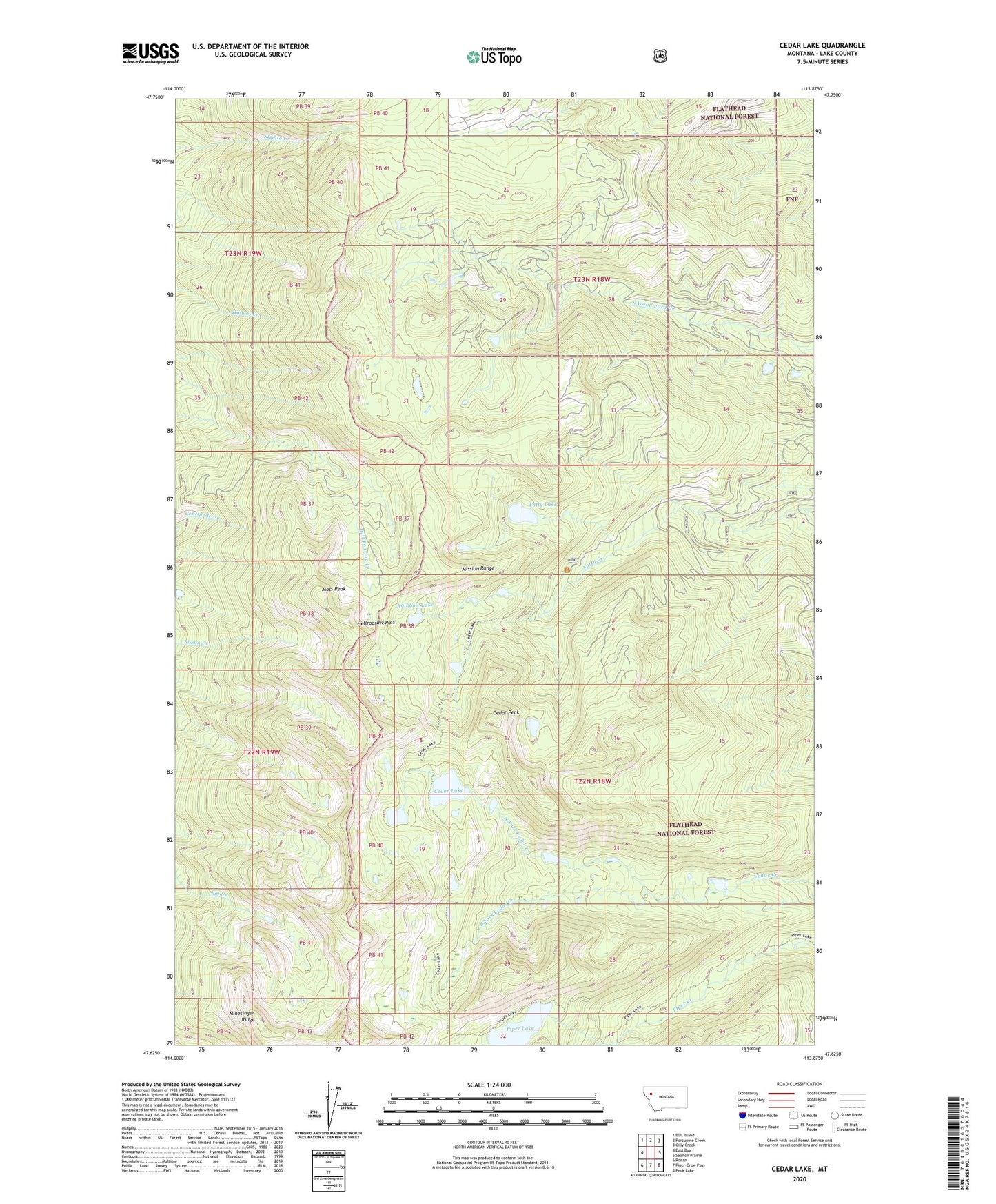 Cedar Lake Montana US Topo Map Image