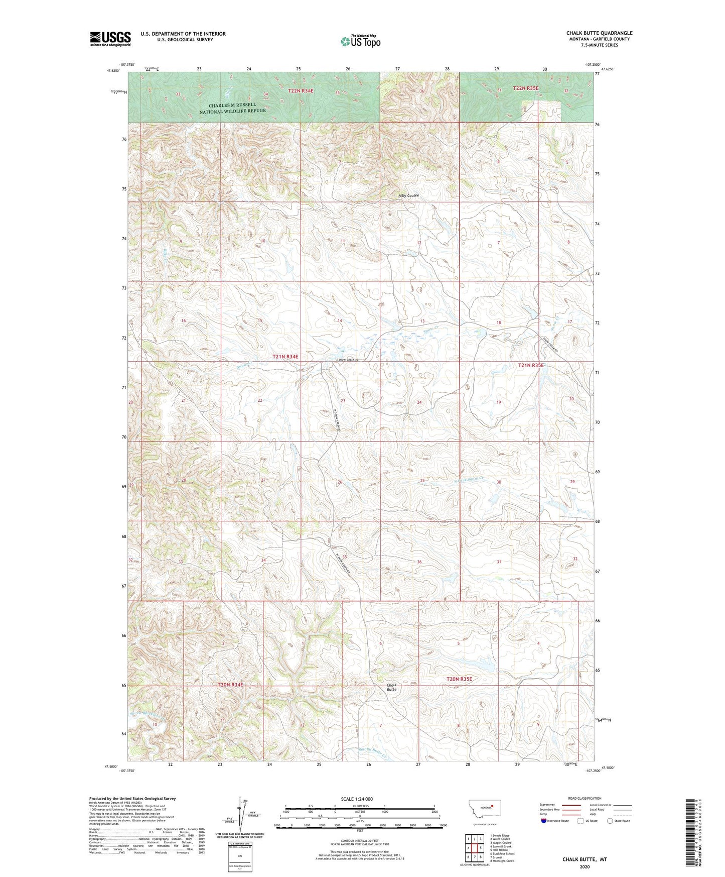 Chalk Butte Montana US Topo Map Image