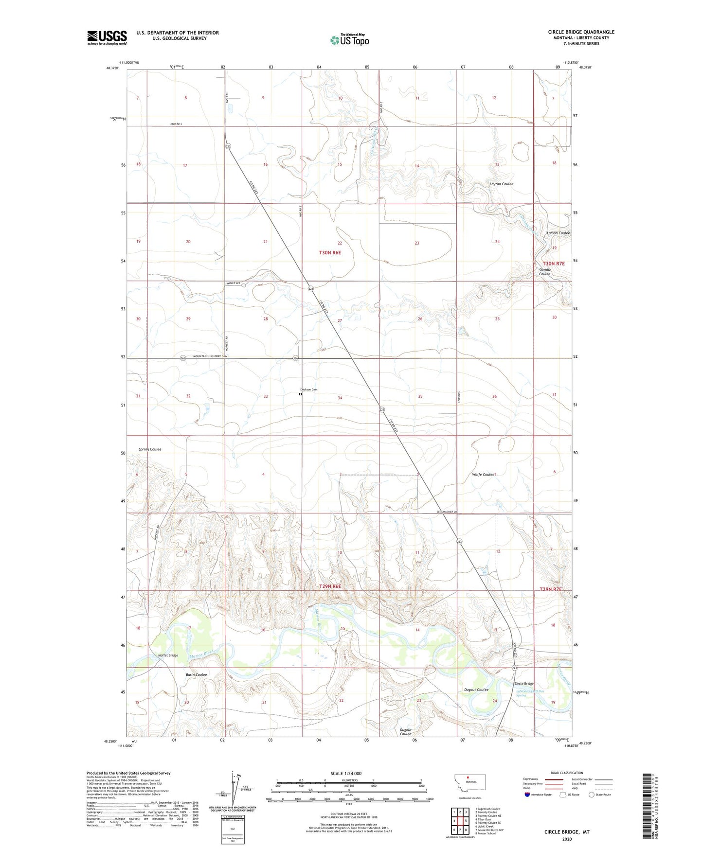 Circle Bridge Montana US Topo Map Image