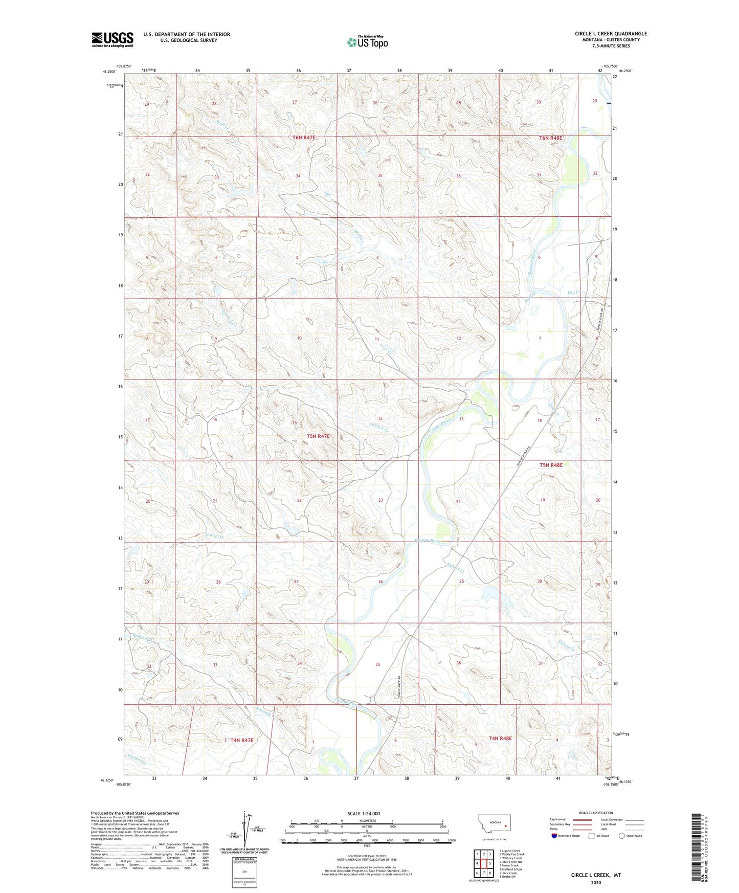 Circle L Creek Montana US Topo Map Image