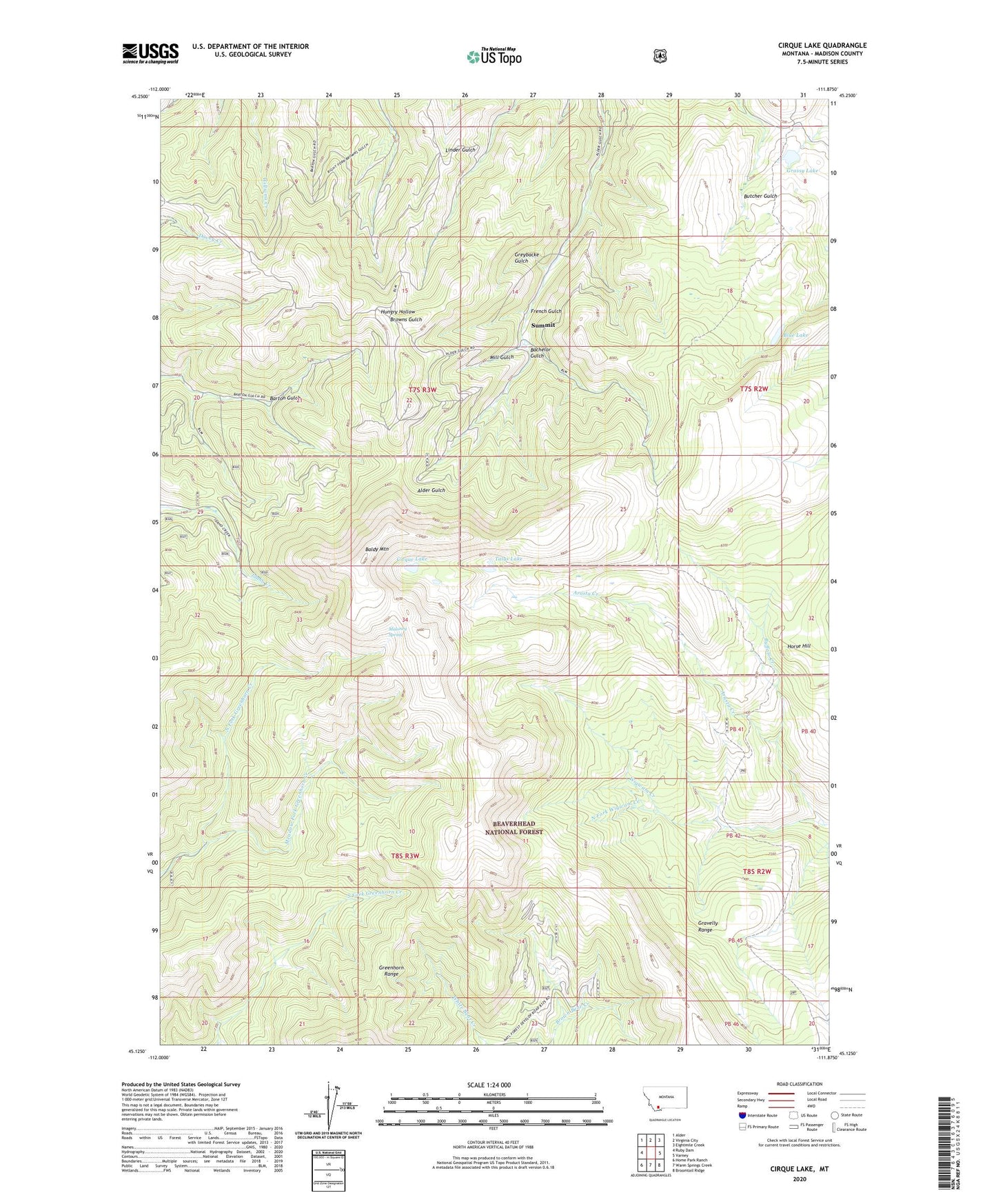 Cirque Lake Montana US Topo Map Image