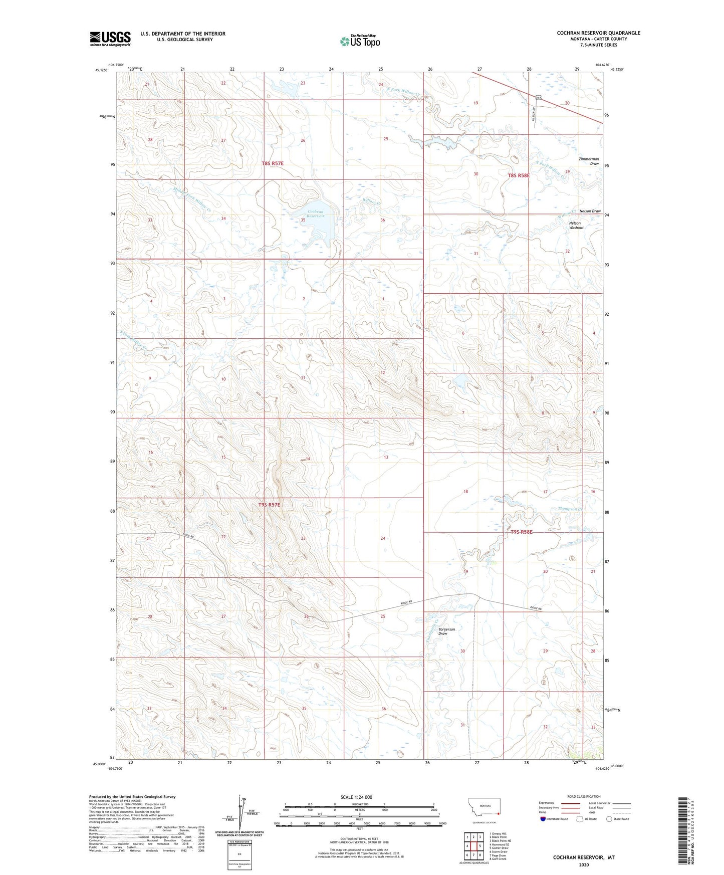 Cochran Reservoir Montana US Topo Map Image