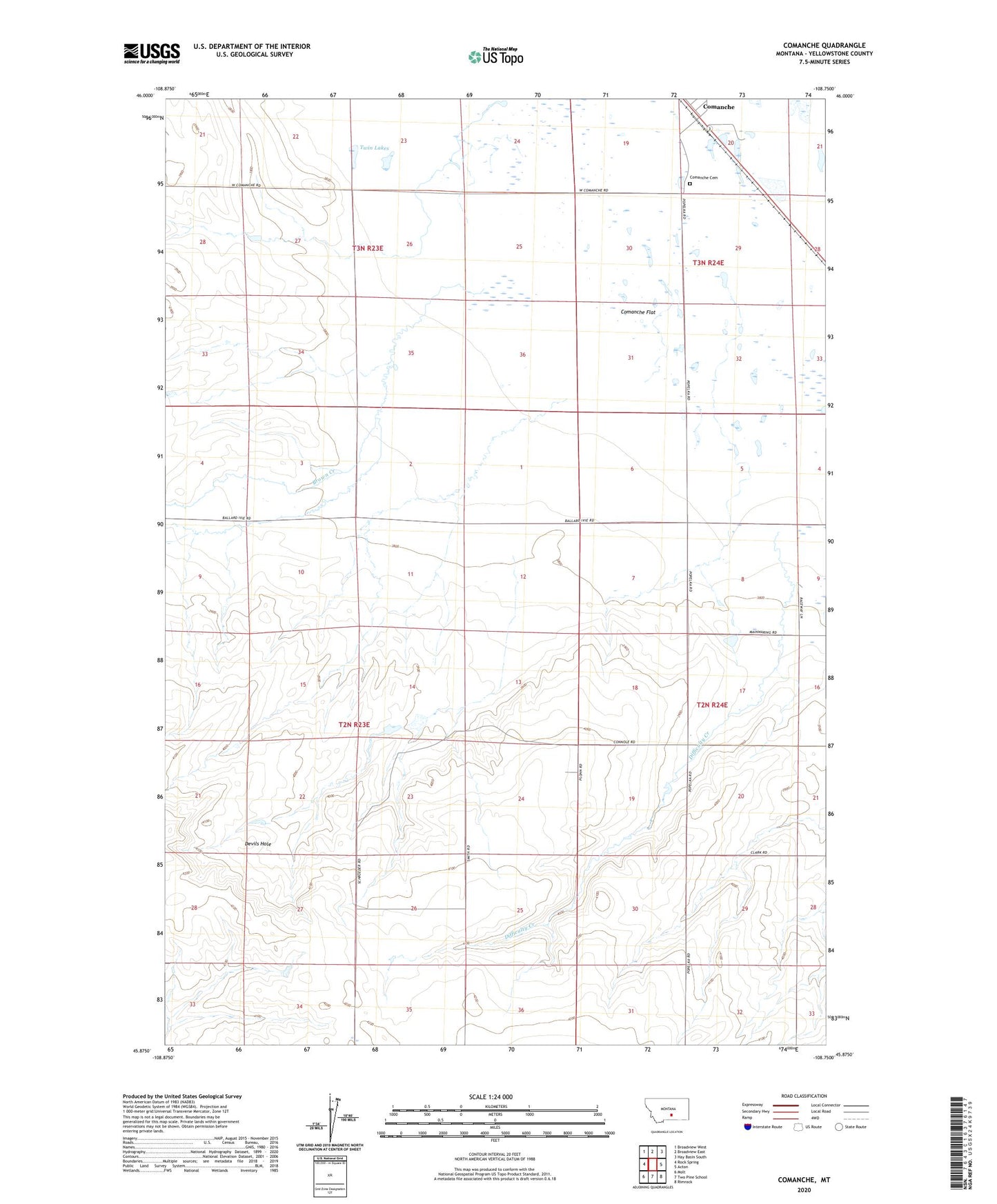 Comanche Montana US Topo Map Image
