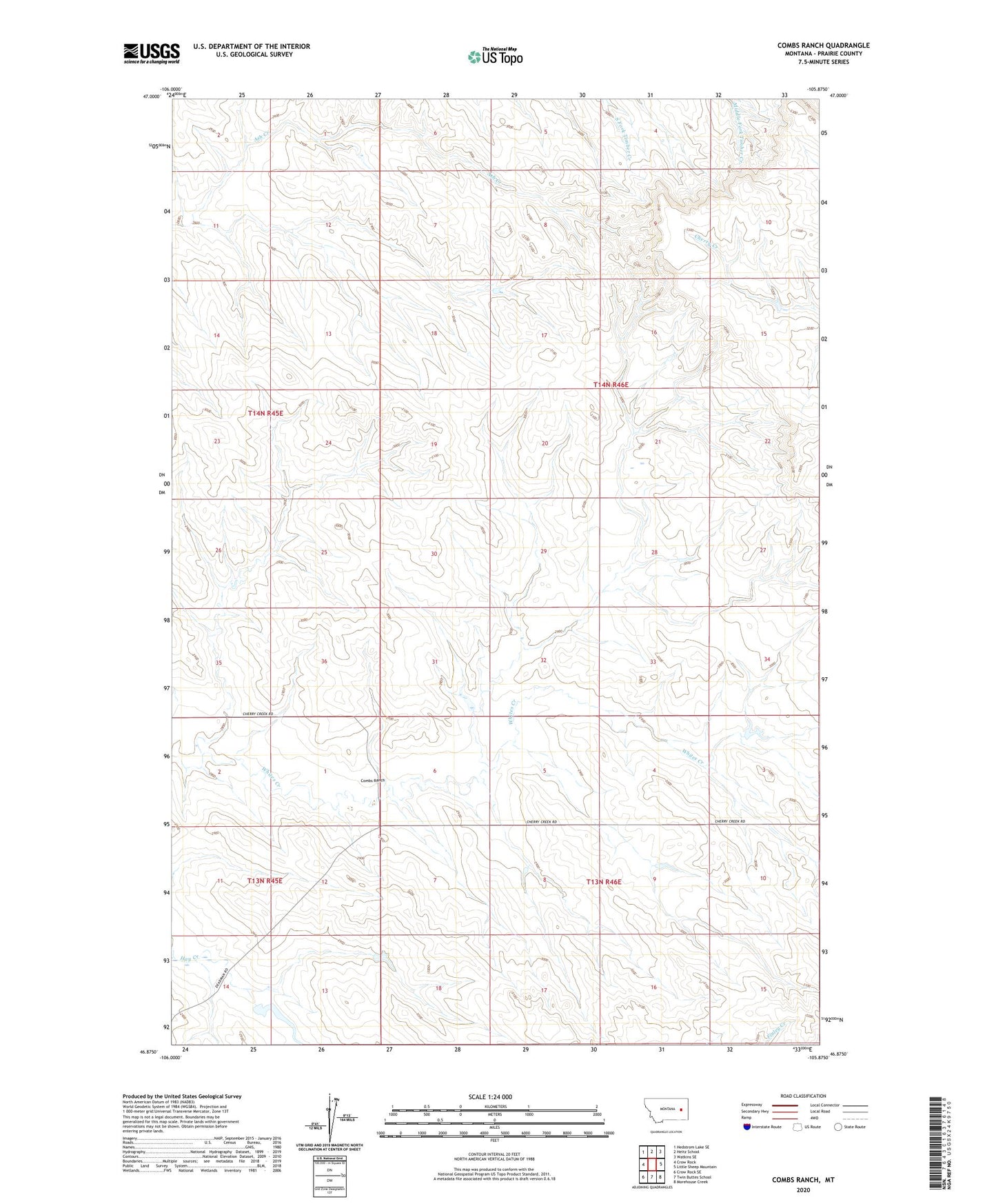 Combs Ranch Montana US Topo Map Image