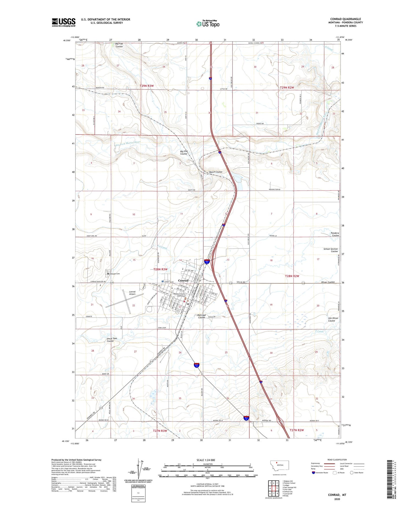 Conrad Montana US Topo Map Image