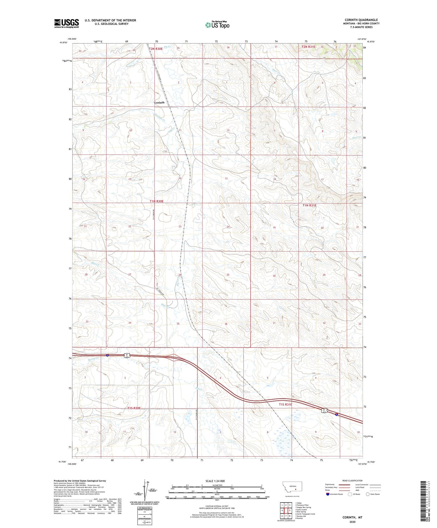 Corinth Montana US Topo Map Image