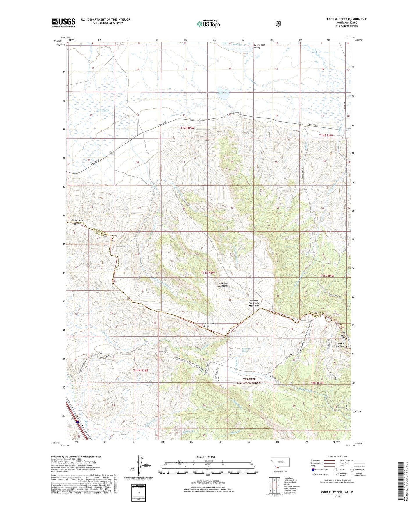 Corral Creek Montana US Topo Map Image