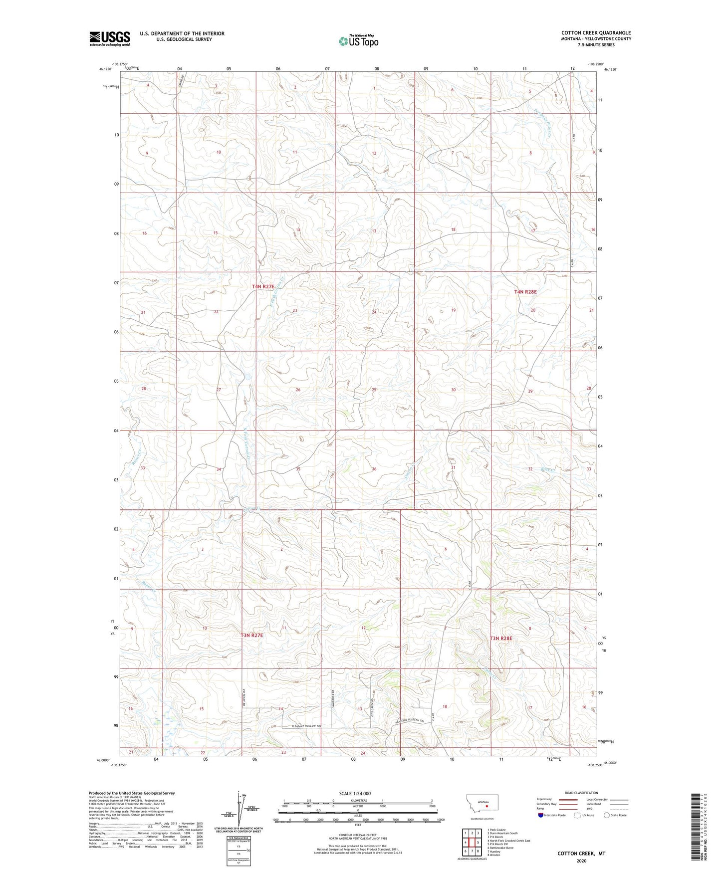Cotton Creek Montana US Topo Map Image