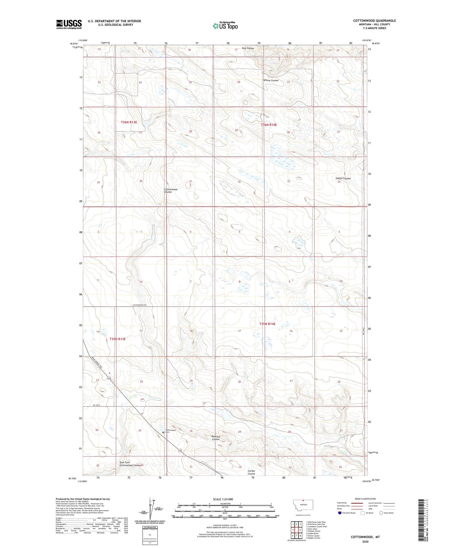 Cottonwood Montana US Topo Map Image