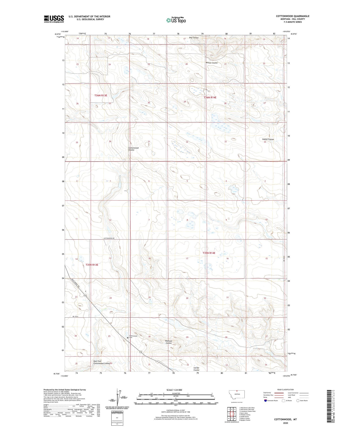 Cottonwood Montana US Topo Map Image