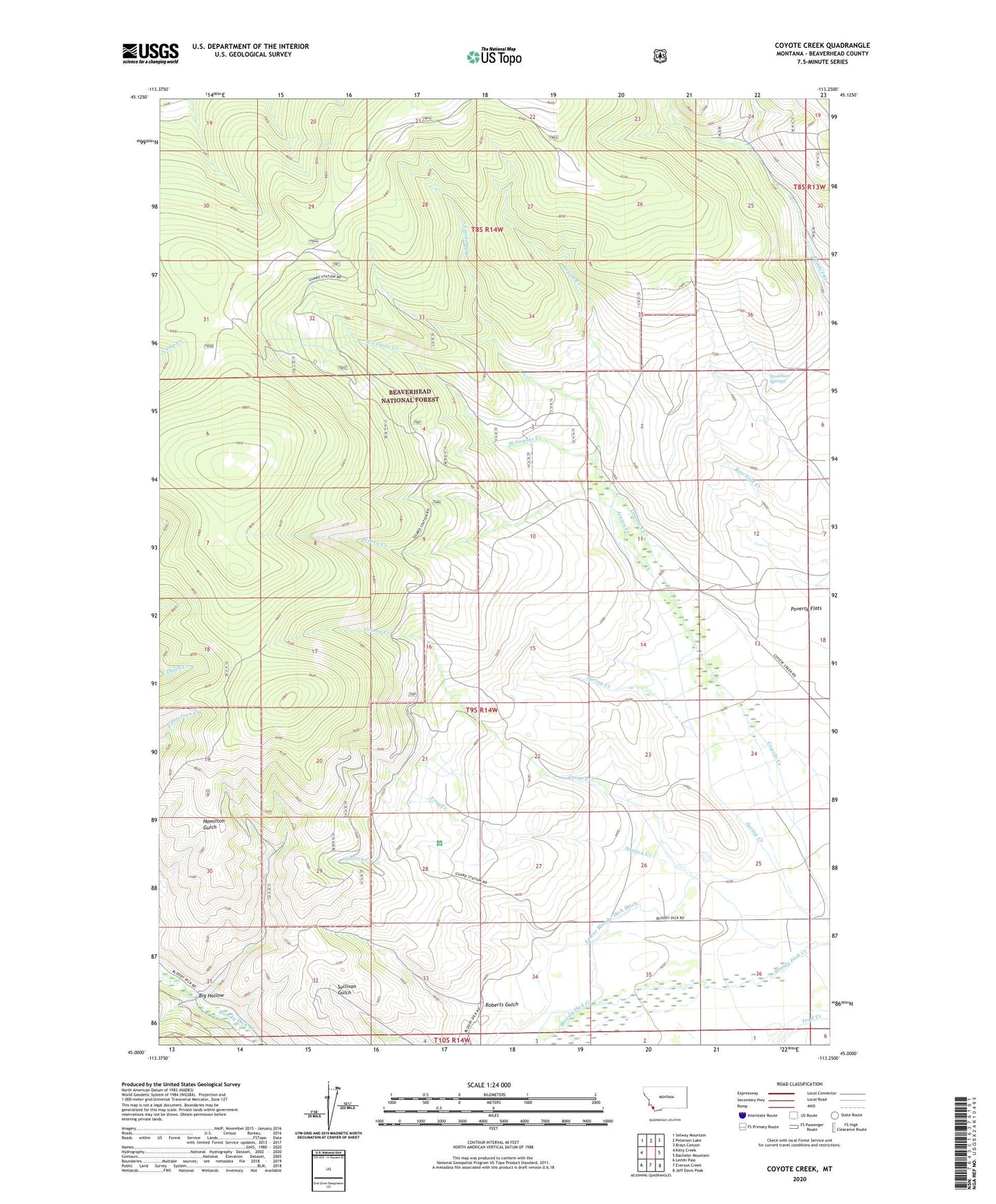 Coyote Creek Montana US Topo Map Image