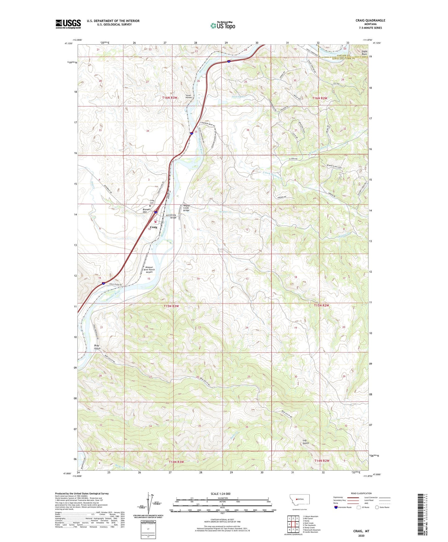 Craig Montana US Topo Map Image