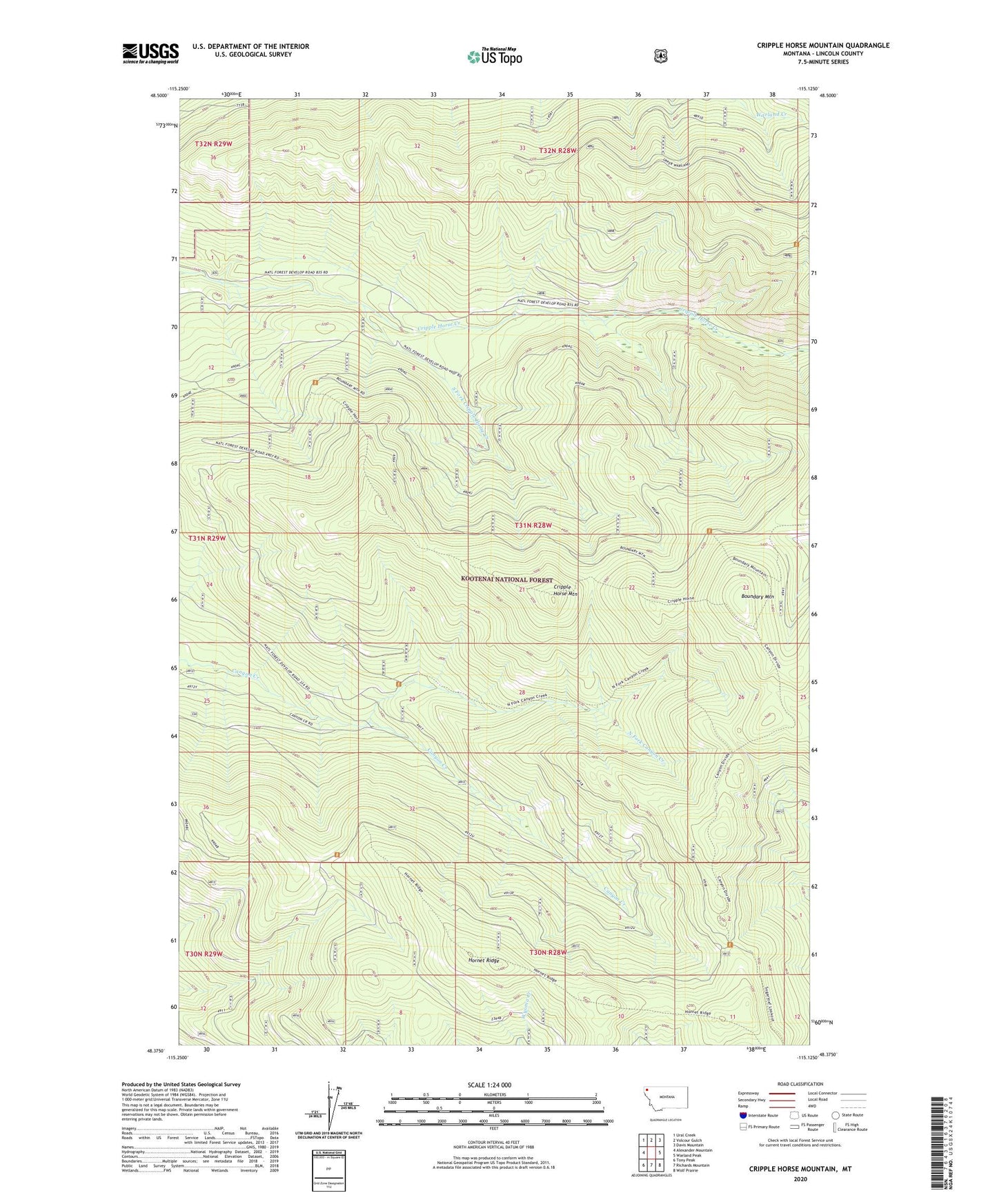 Cripple Horse Mountain Montana US Topo Map Image