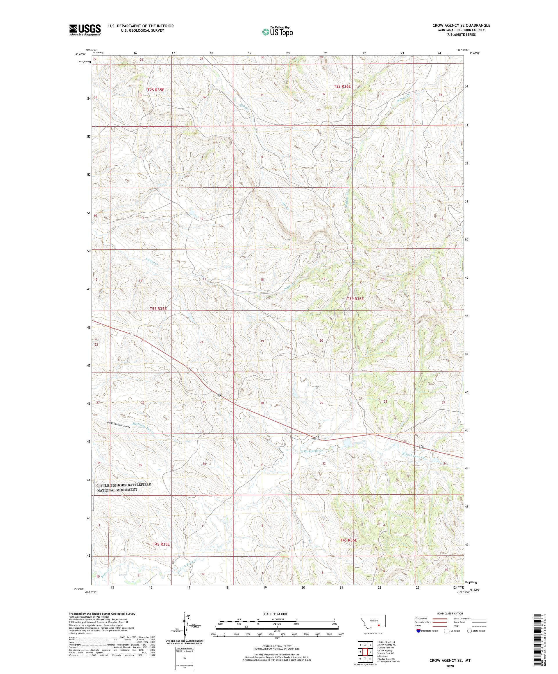 Crow Agency SE Montana US Topo Map – MyTopo Map Store