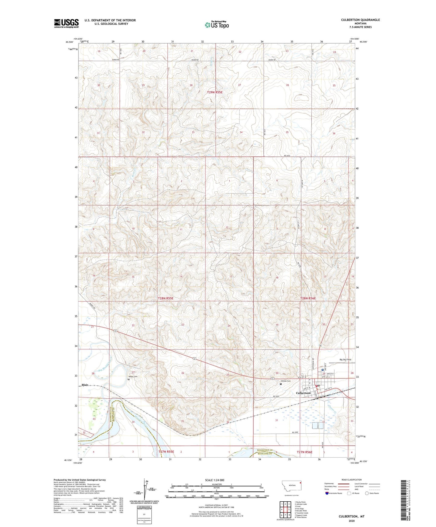 Culbertson Montana US Topo Map Image