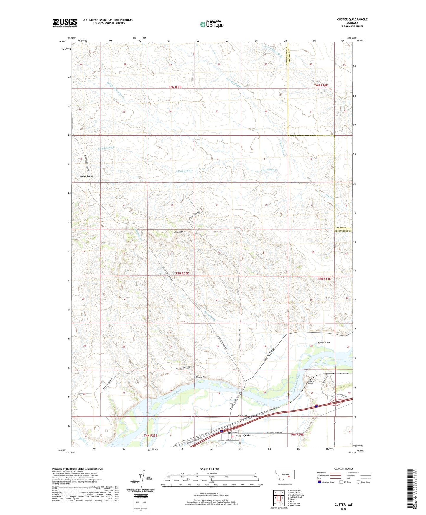Custer Montana US Topo Map Image