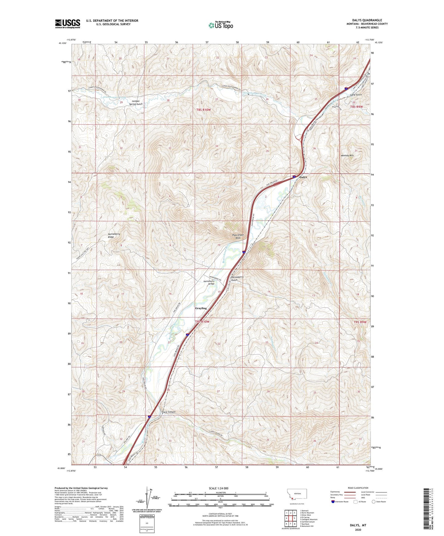Dalys Montana US Topo Map Image