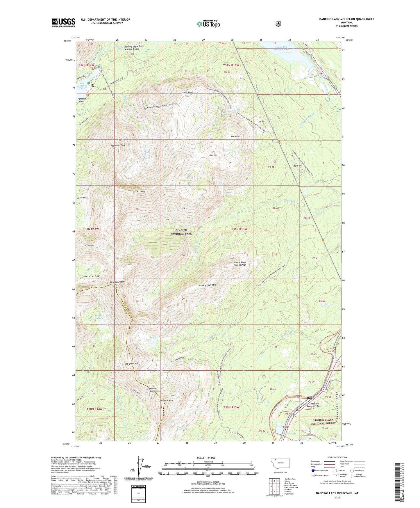 Dancing Lady Mountain Montana US Topo Map Image