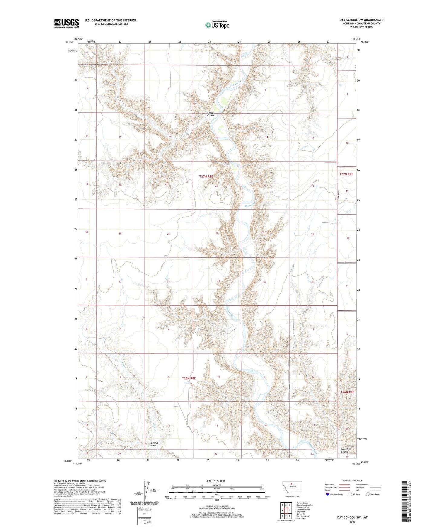 Day School SW Montana US Topo Map Image