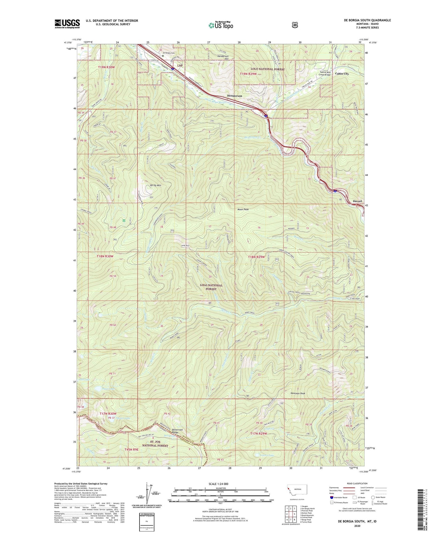 De Borgia South Montana US Topo Map Image