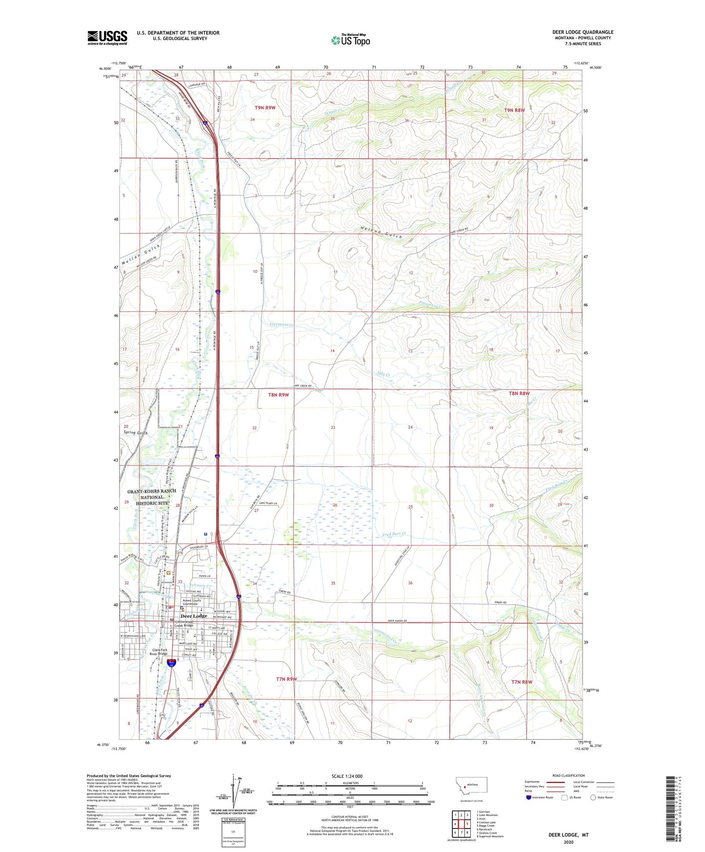 Deer Lodge Montana US Topo Map Image