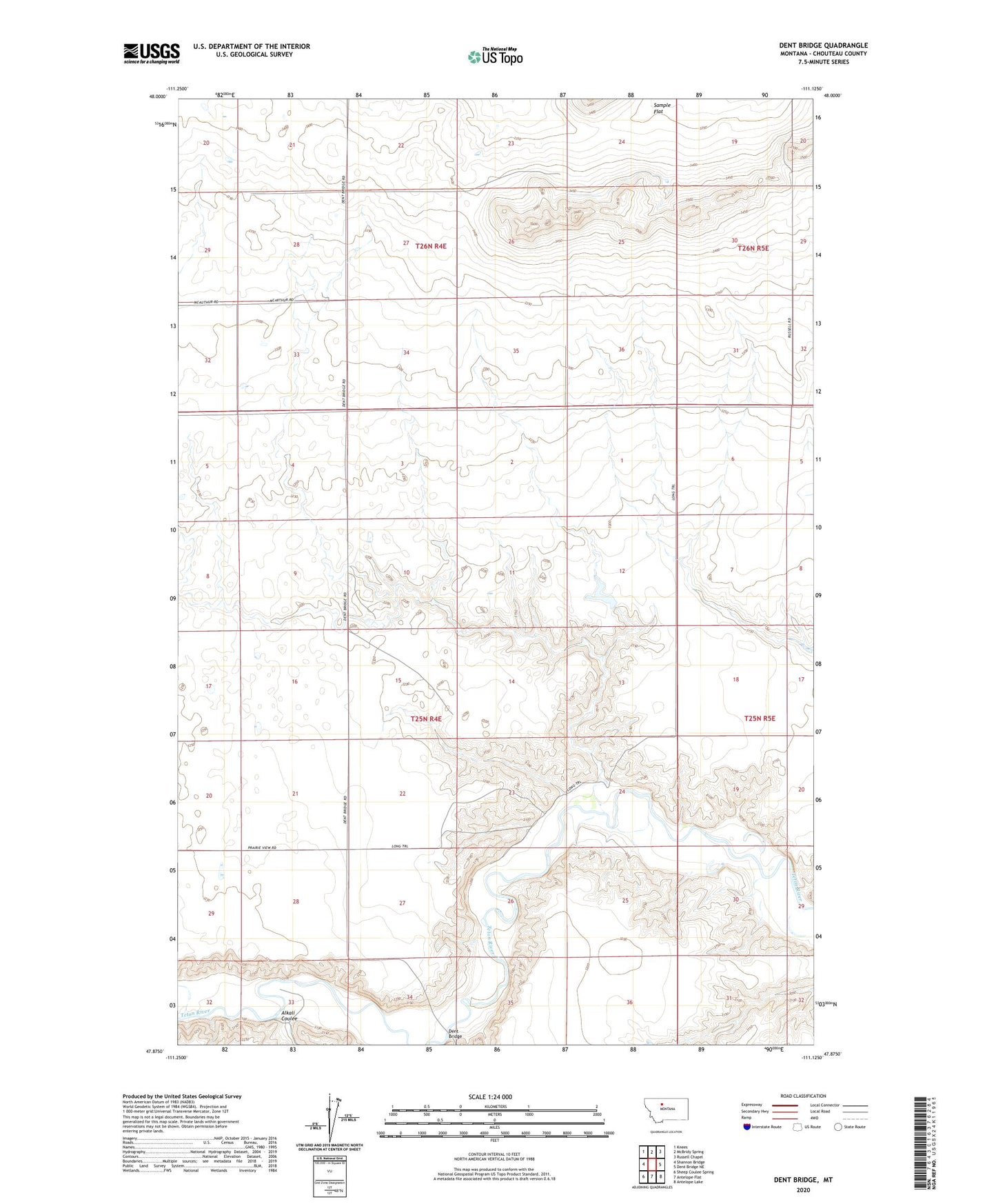 Dent Bridge Montana US Topo Map Image