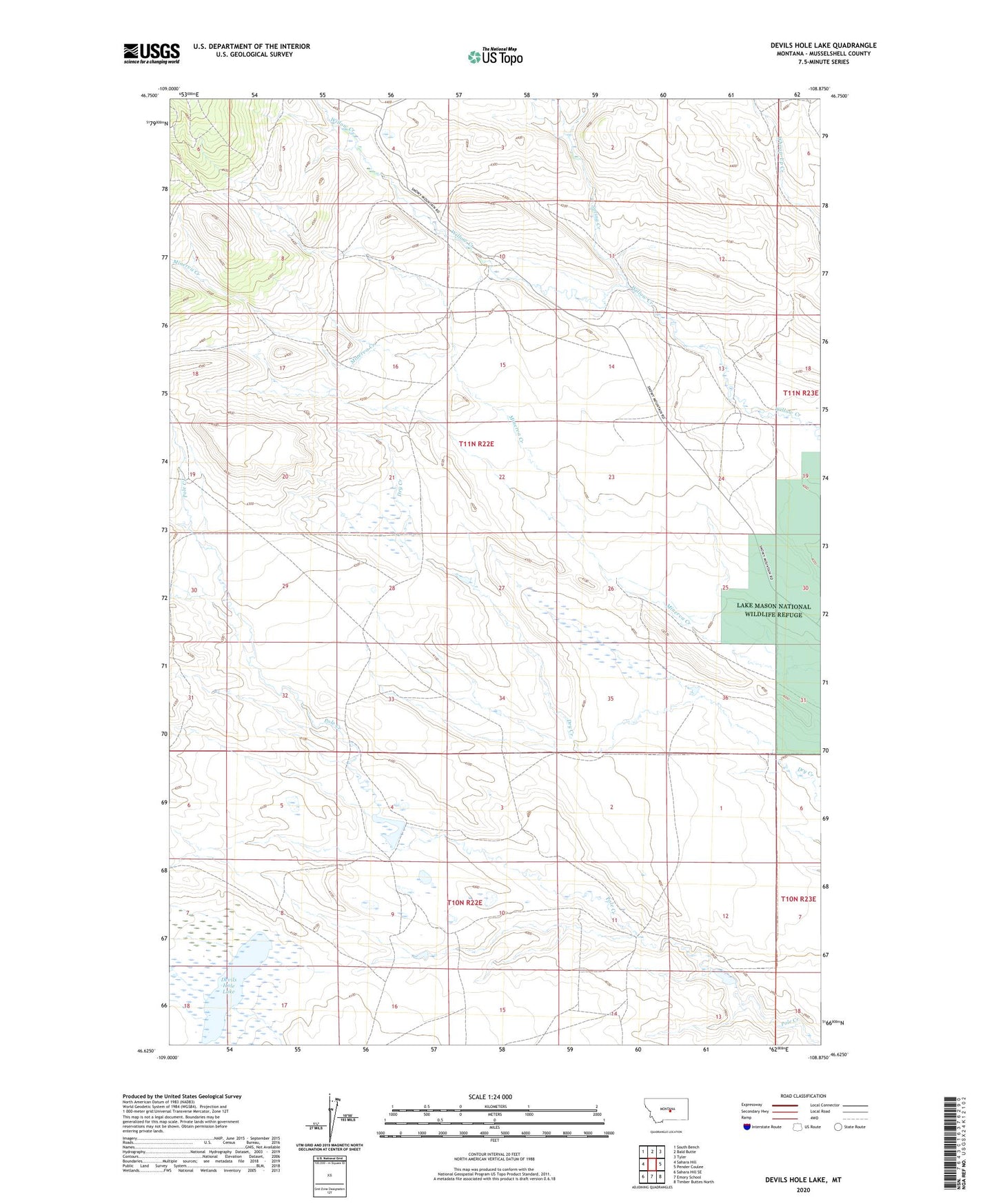 Devils Hole Lake Montana US Topo Map Image