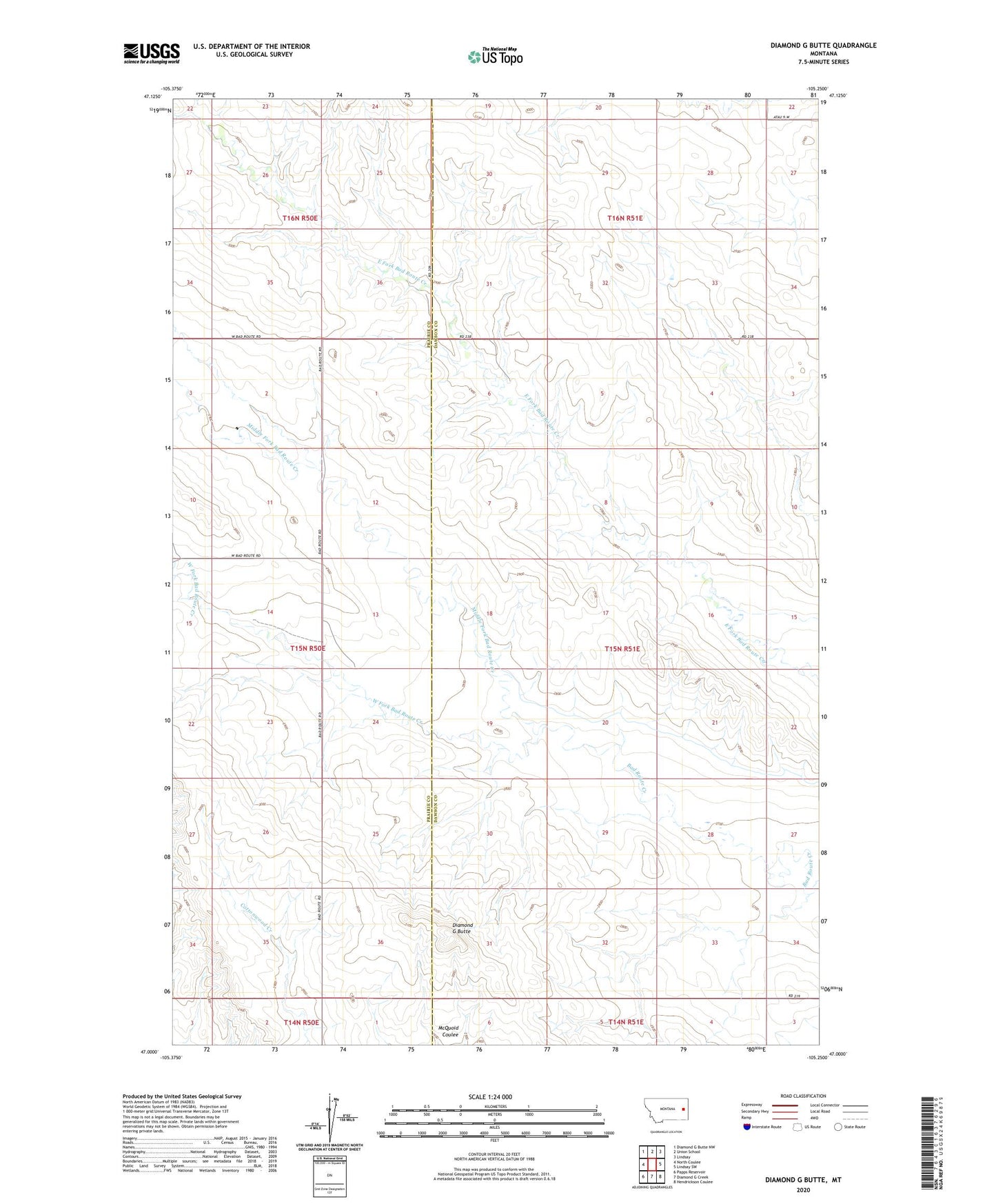 Diamond G Butte Montana US Topo Map Image
