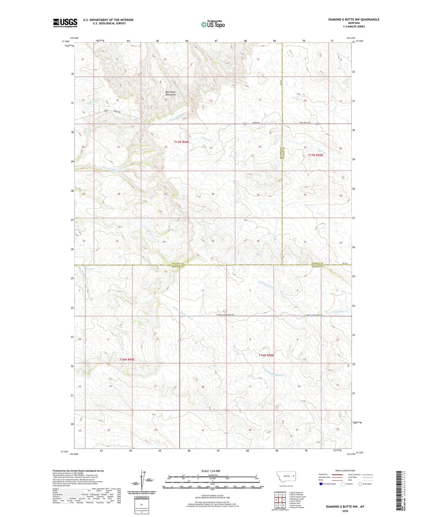 Diamond G Butte NW Montana US Topo Map Image