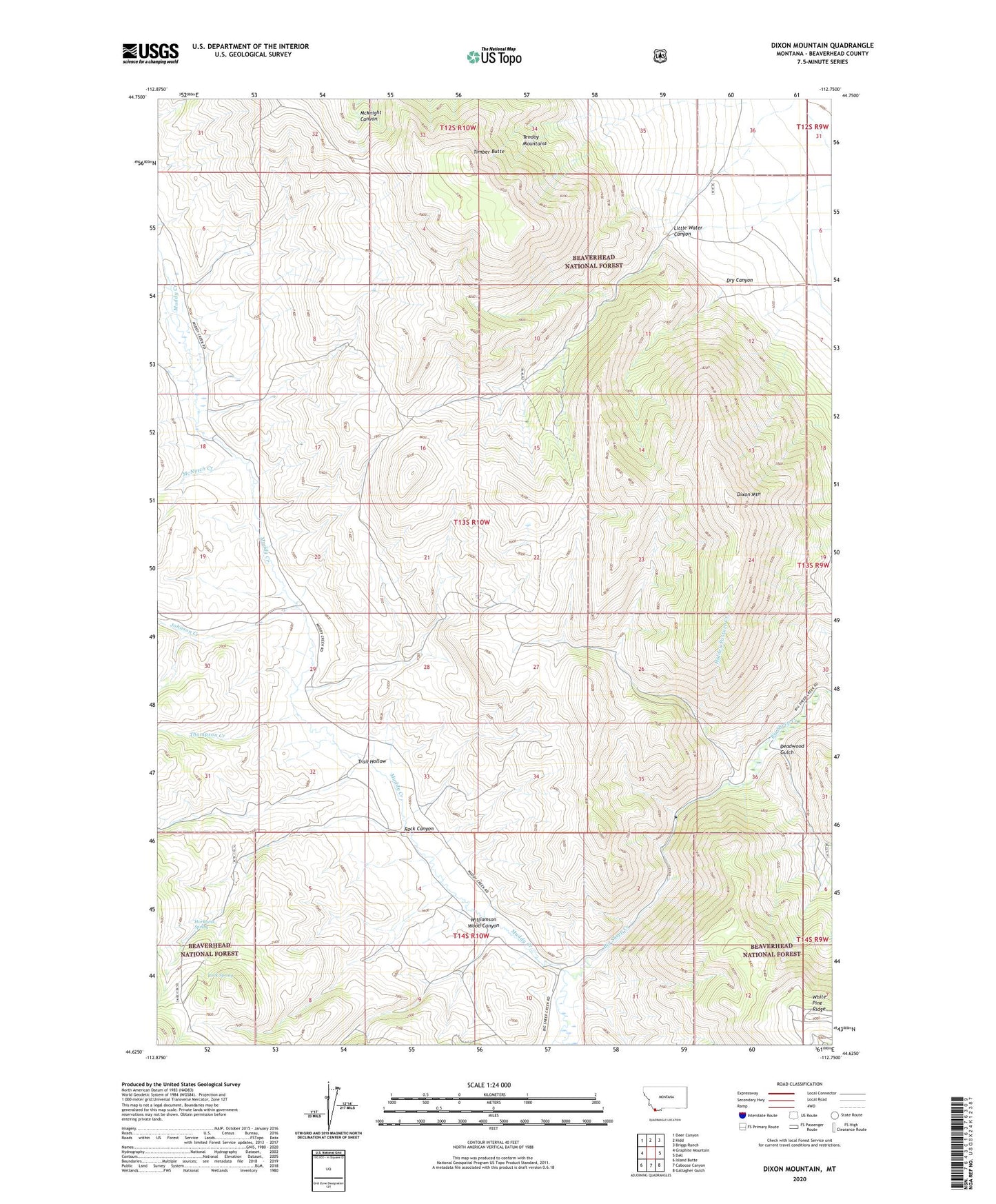 Dixon Mountain Montana US Topo Map Image