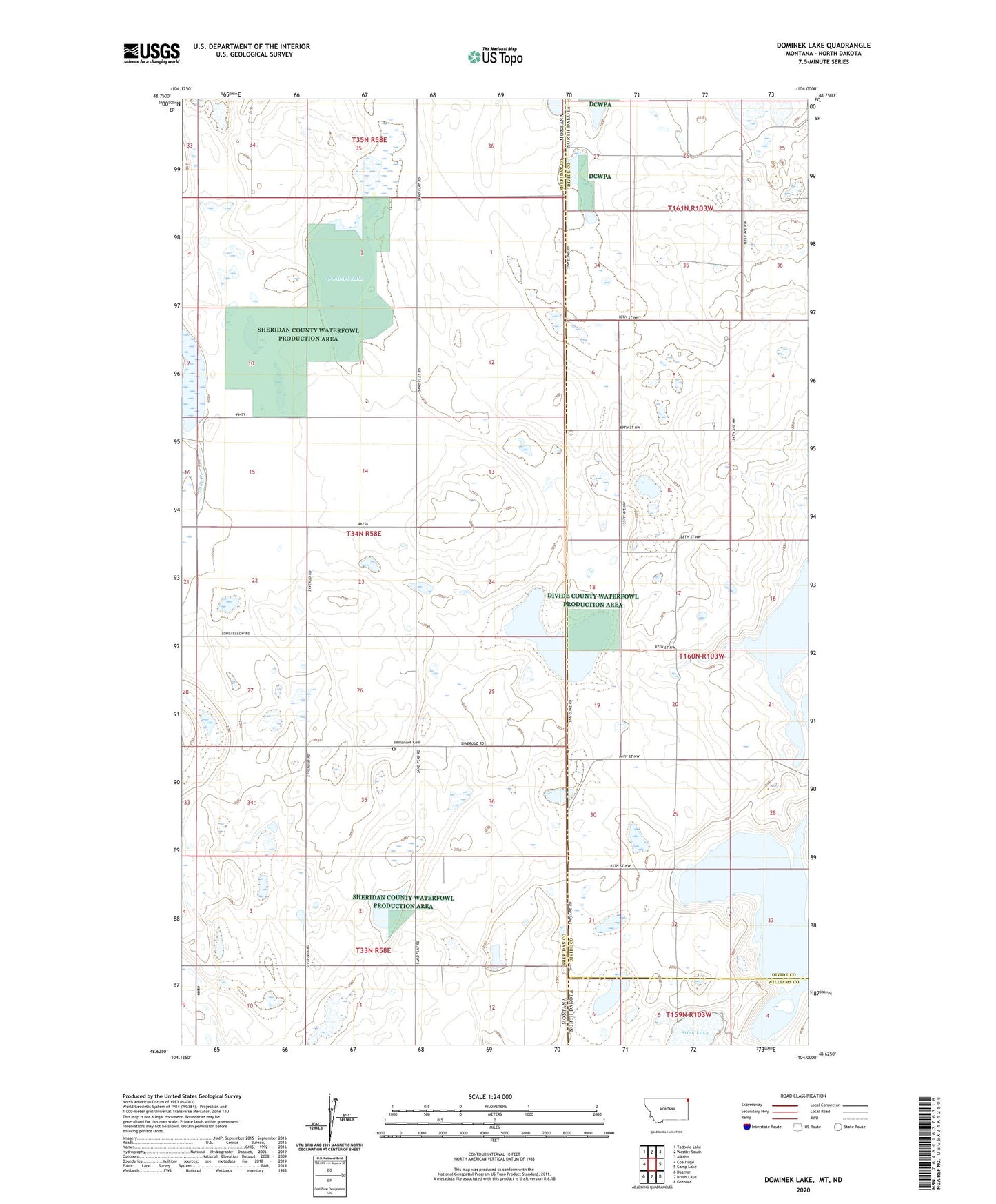 Dominek Lake Montana US Topo Map Image